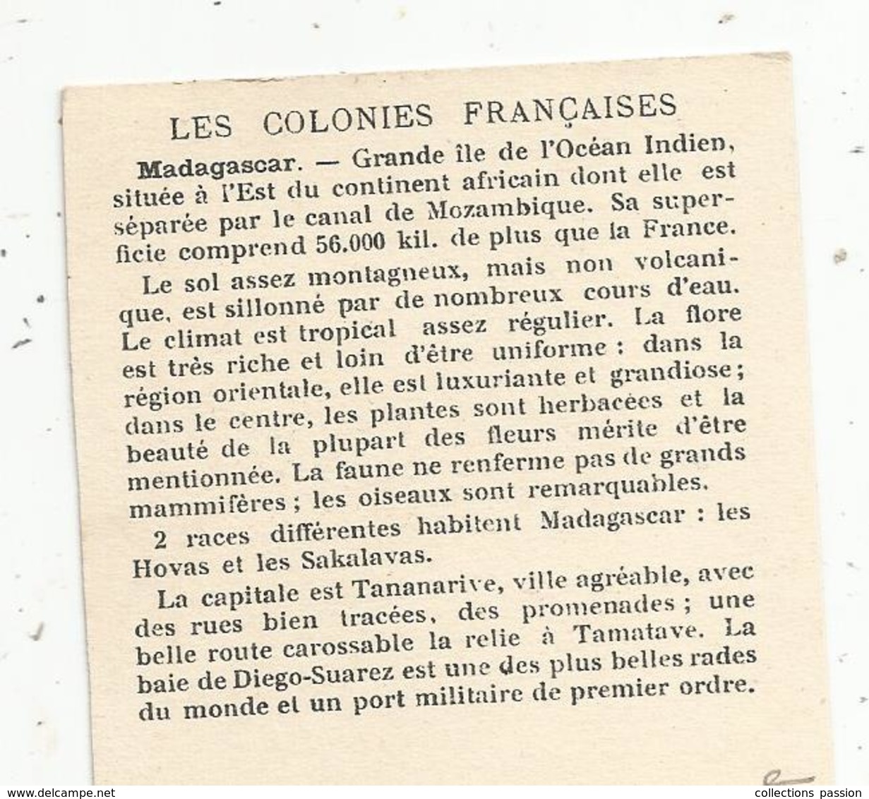 Chromo , Les Colonies Françaises , MADAGASCAR , 2 Scans - Autres & Non Classés
