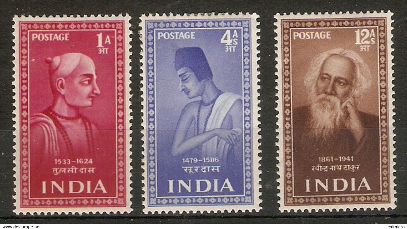 INDIA 1952 1a, 4a And 12a SG 338, 340 AND 342 MOUNTED MINT HIGH CATALOGUE VALUE - Unused Stamps