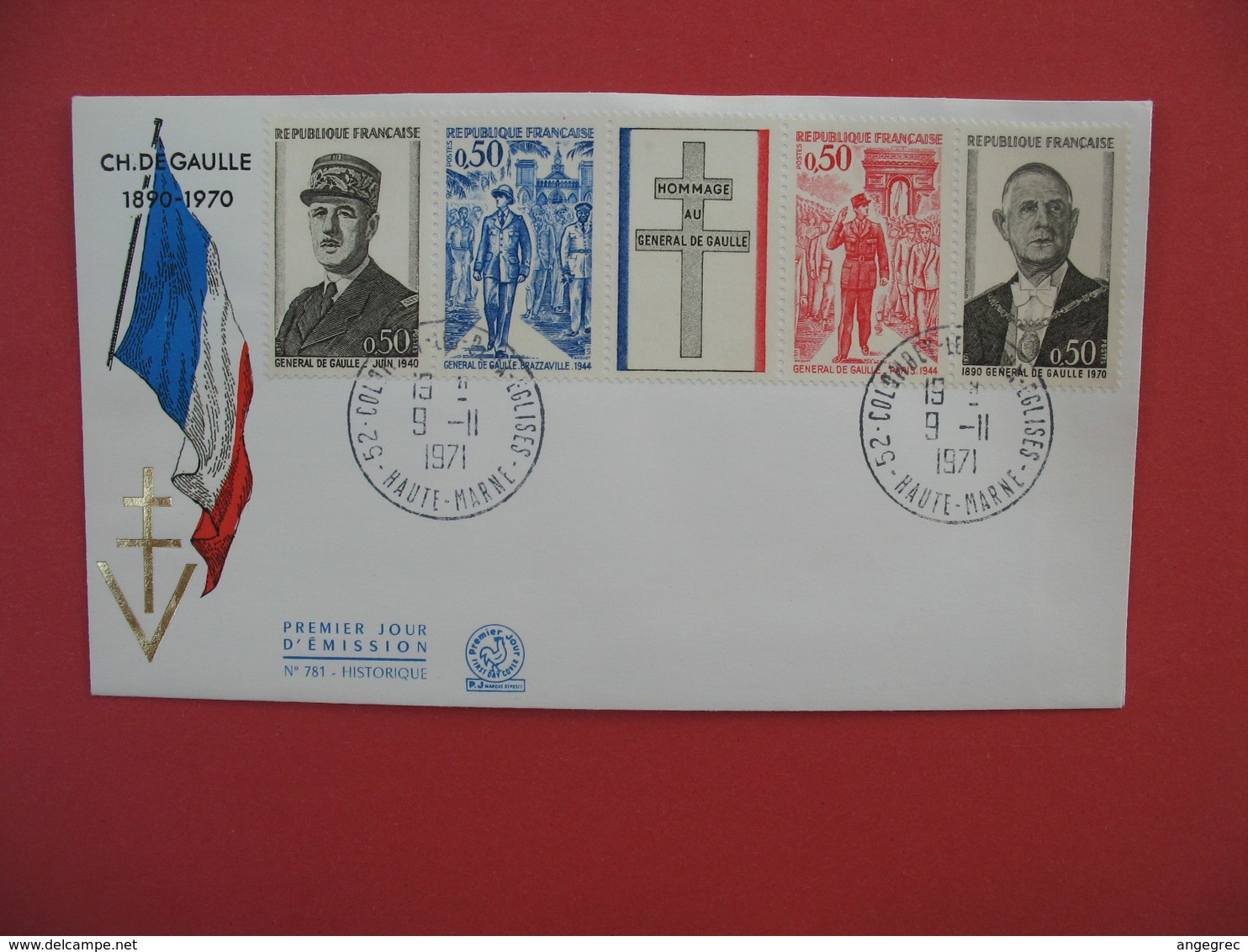 FDC 1971  Charles De Gaulle     Cachet Colombey Les Deux Eglises  Haute Marne   Paris    à Voir - 1960-1969