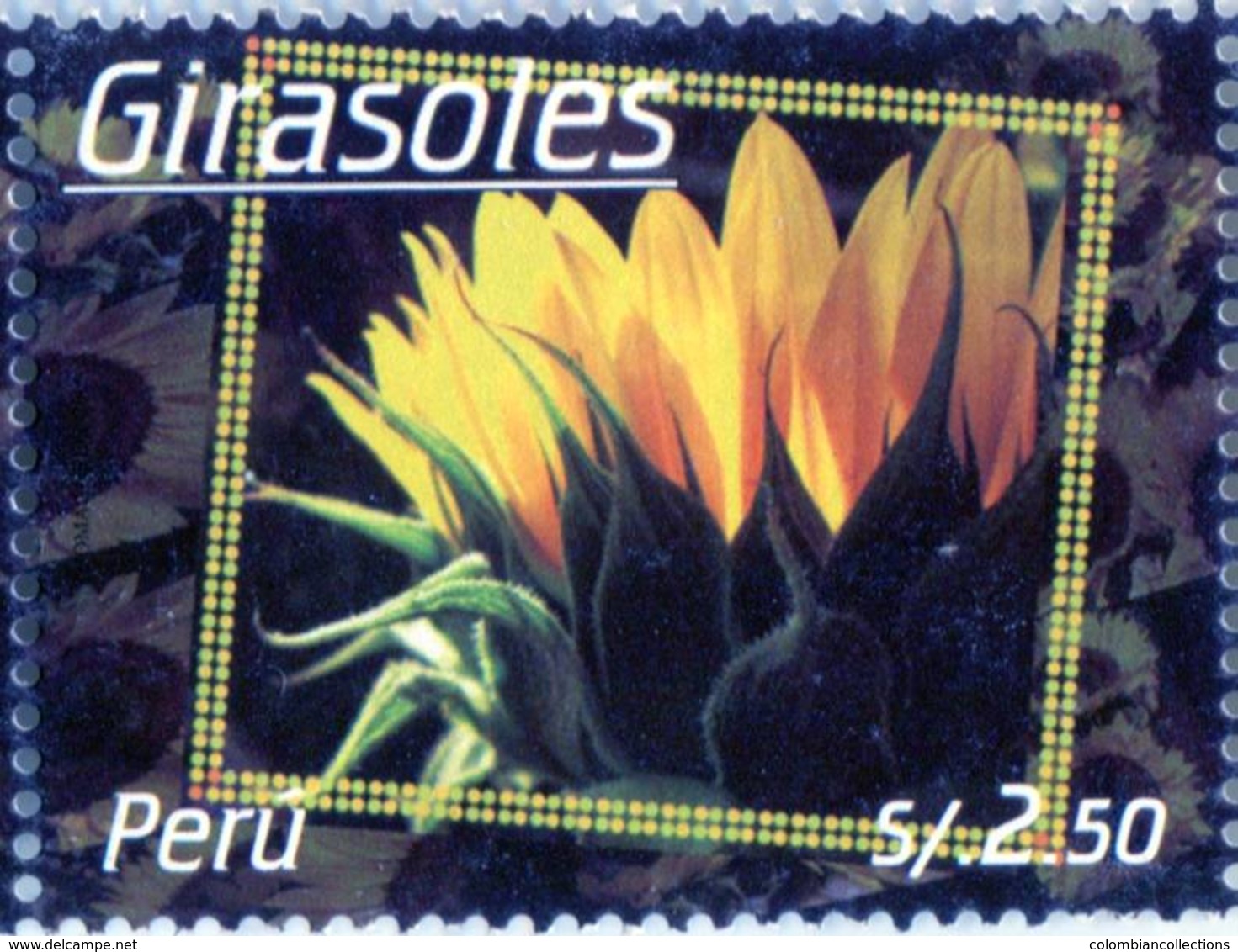 Lote P2009a, Peru, 2009, Sello, Stamp, Gisasoles, Girasol, Sunflower. Flower - Peru