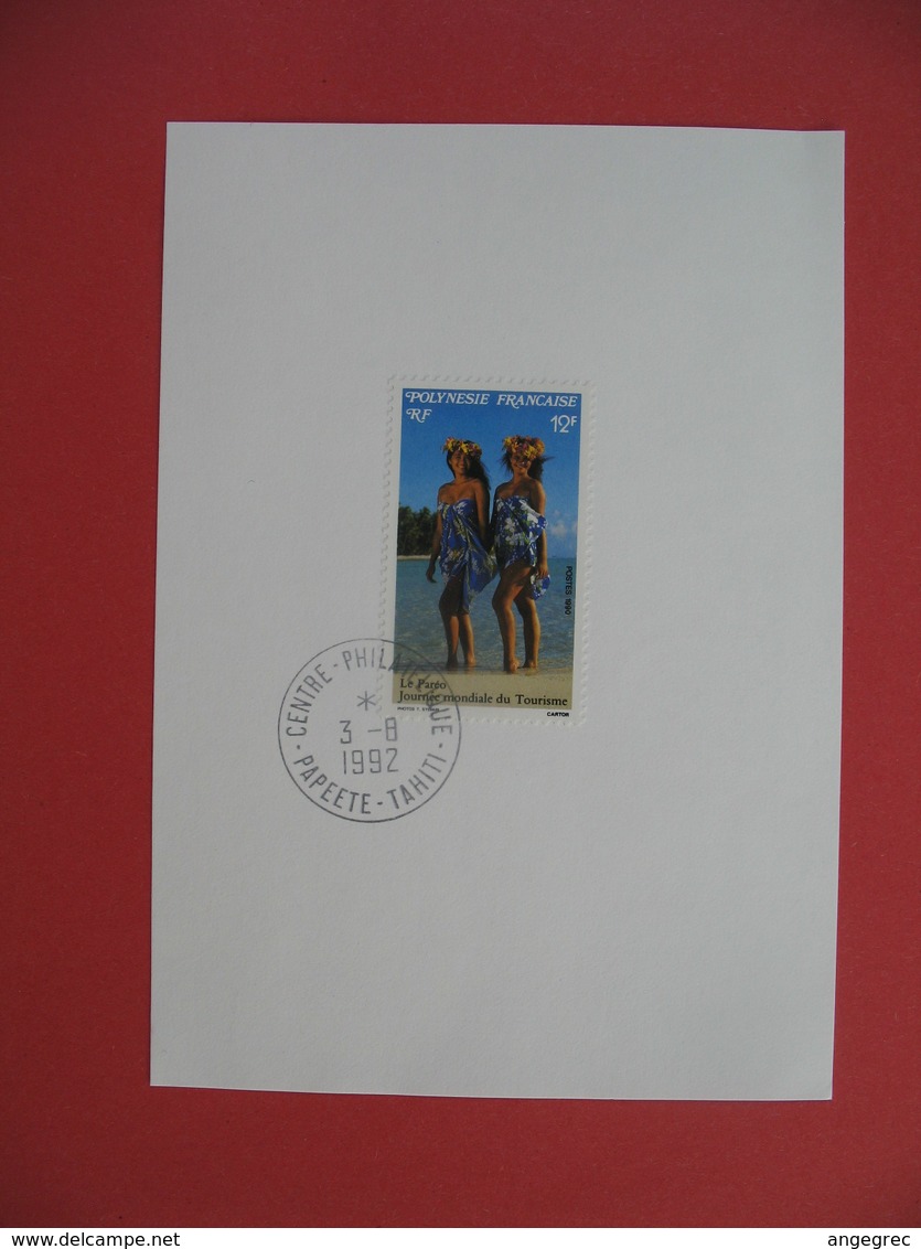 Timbre Polynésie Française N° 367 RF 12FJournée Mondiale Du Tourisme Centre Philatélique Papeete-Tahiti Du 3/8/1992 - Used Stamps