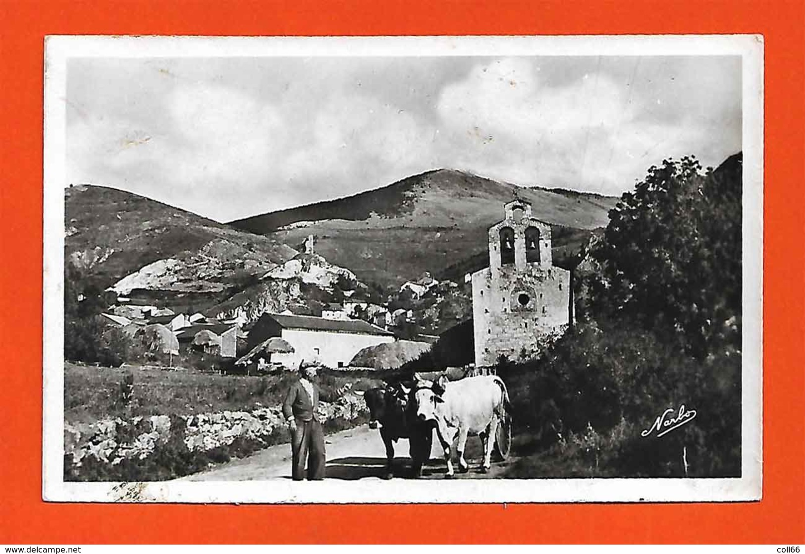 66  Llo 1953 Attelage De Bœufs Et L'église Animée éditeur Narbo N°53 Près Saillagouze Cerdagne - Autres & Non Classés