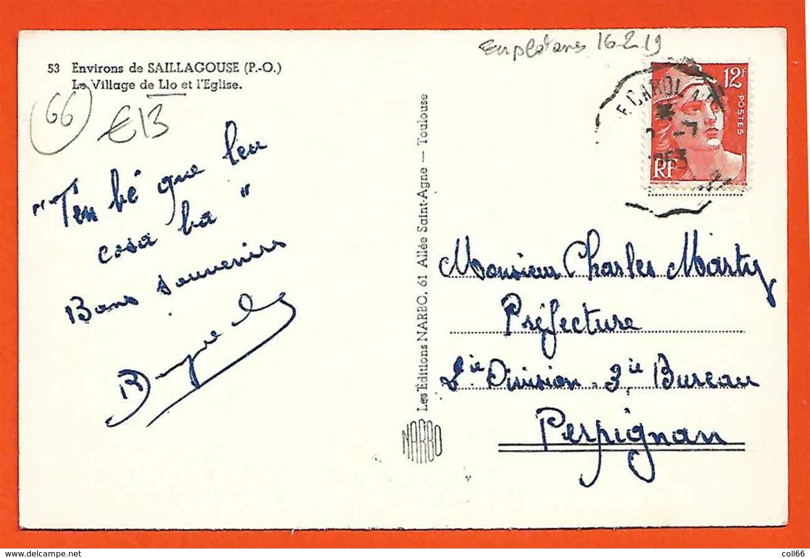 66  Llo 1953 Attelage De Bœufs Et L'église Animée éditeur Narbo N°53 Près Saillagouze Cerdagne - Autres & Non Classés