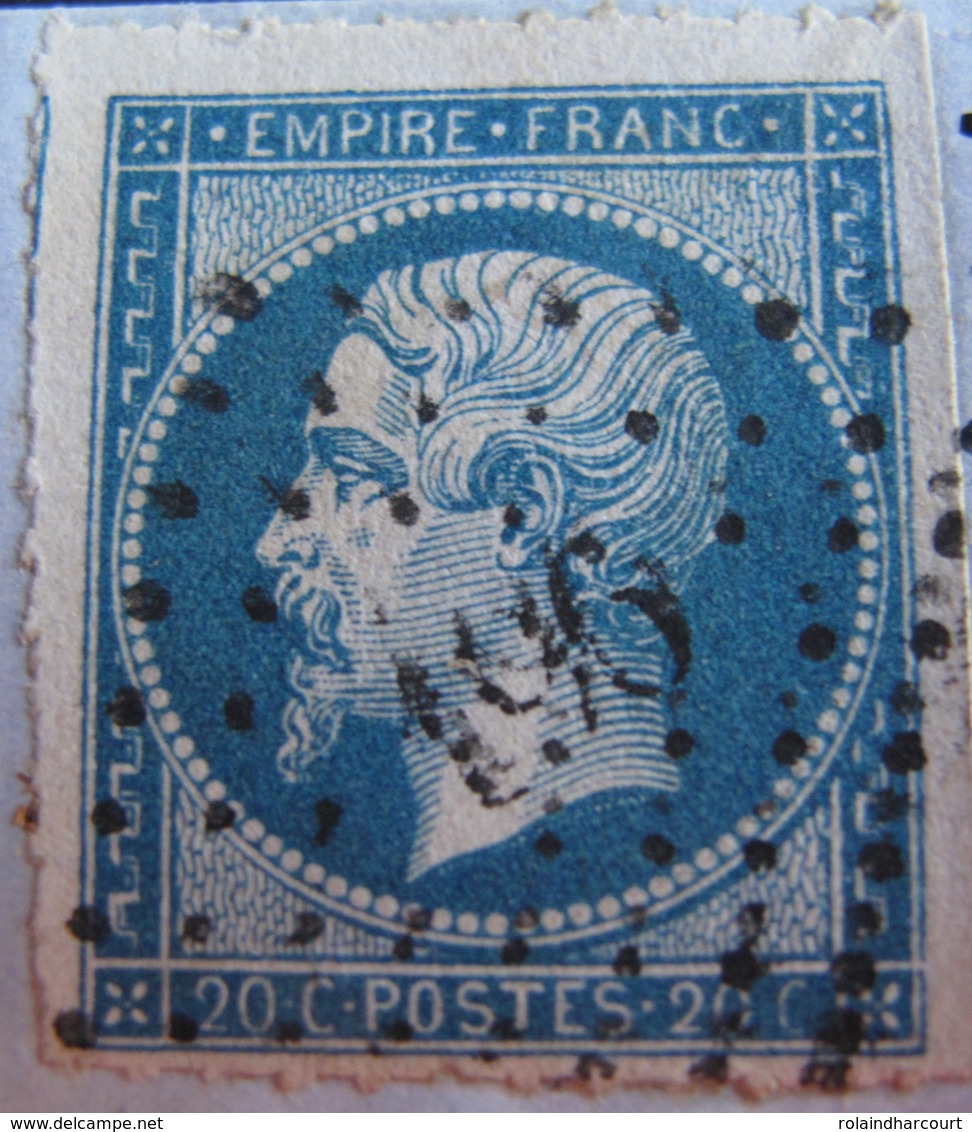 R1917/10 - ✉️ - NAPOLEON III N°14A ➤➤➤ PIQUAGE EN LIGNE - AUTUN à PARIS - VARIETE ➤➤➤ Retouche Légende Supérieure - 1853-1860 Napoléon III.