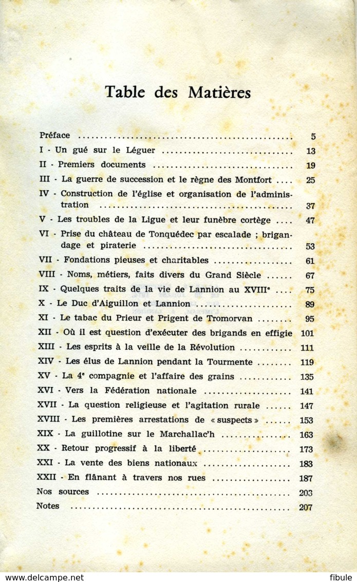 Histoire De LANNION Des Origines Au XIXe Par Pierre De La Haye 1974 - Autres & Non Classés