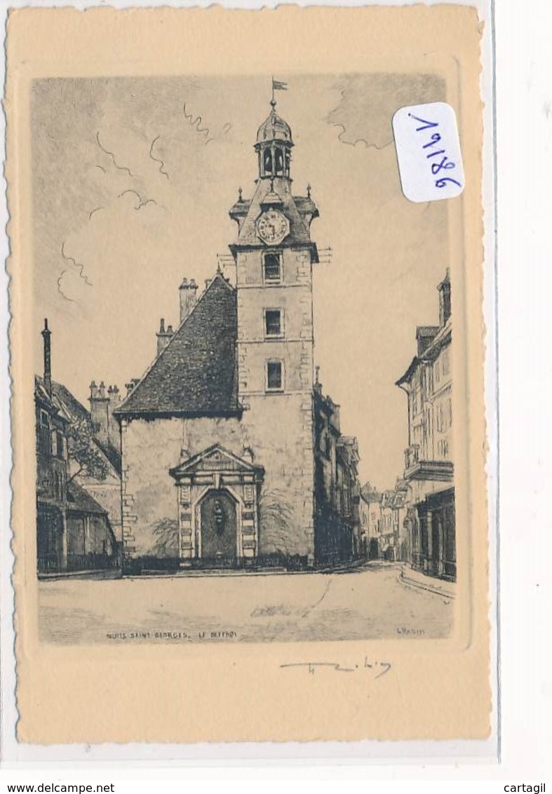 Eau Forte Format CPA -19186- 21 - Nuits St Georges -  Le Beffroi - Signée Par L'artiste ( 2 Scans)-Envoi Gratuit - Mulhouse