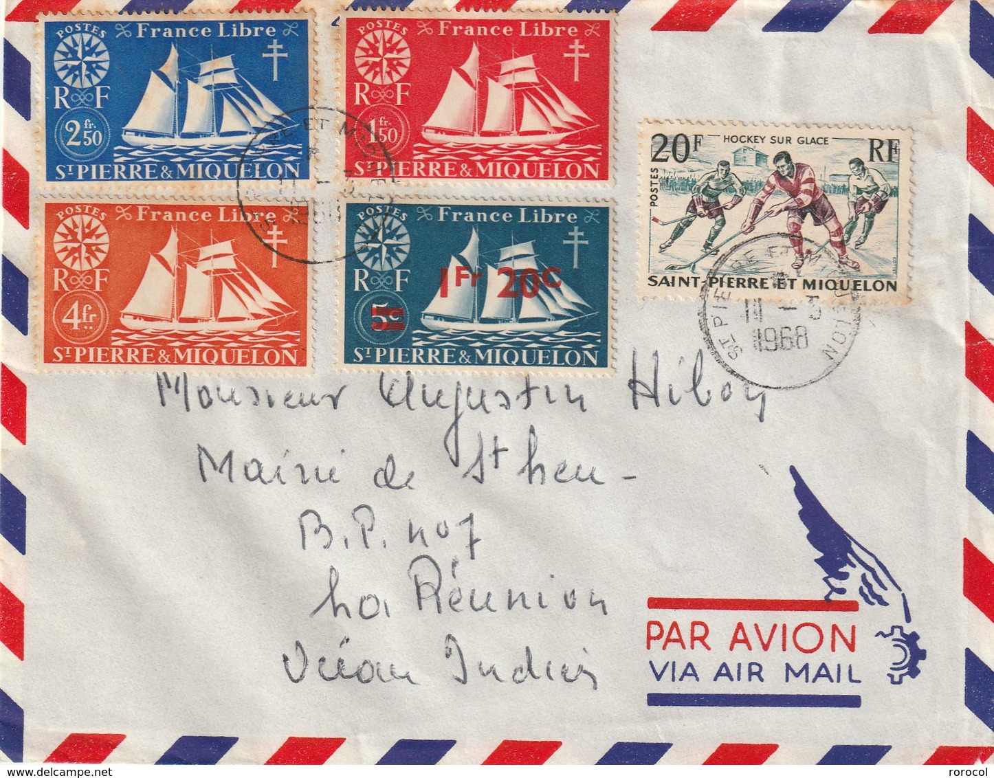 SAINT PIERRE ET MIQUELON LETTRE 1968 HOCKEY SUR GLACE - Lettres & Documents
