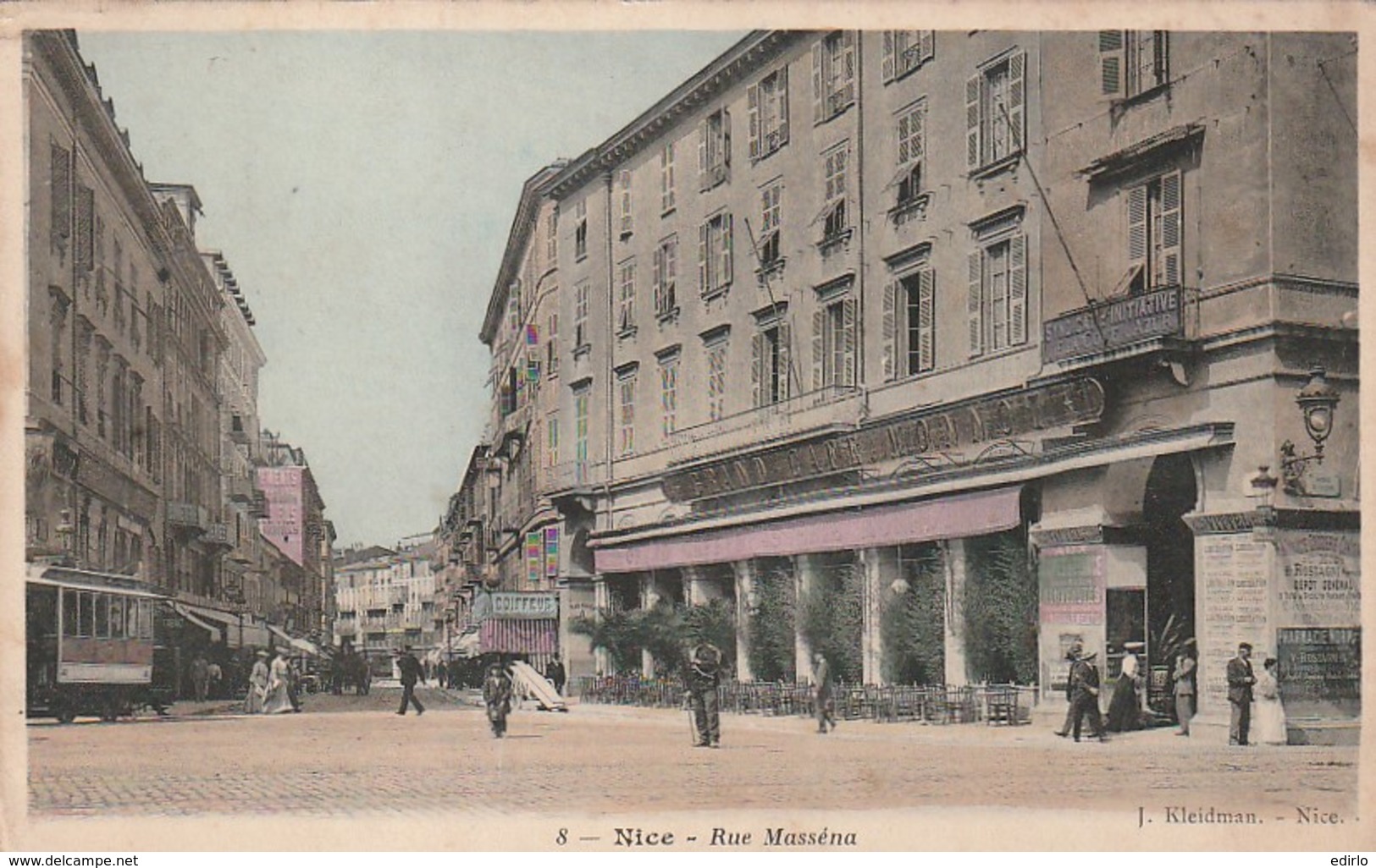 ** *  06  ***  NICE  Rue Massena - Peu Courante En Colorisée - Timbrée TB(quelques Rousseur Dos) - Transport Urbain - Auto, Autobus Et Tramway