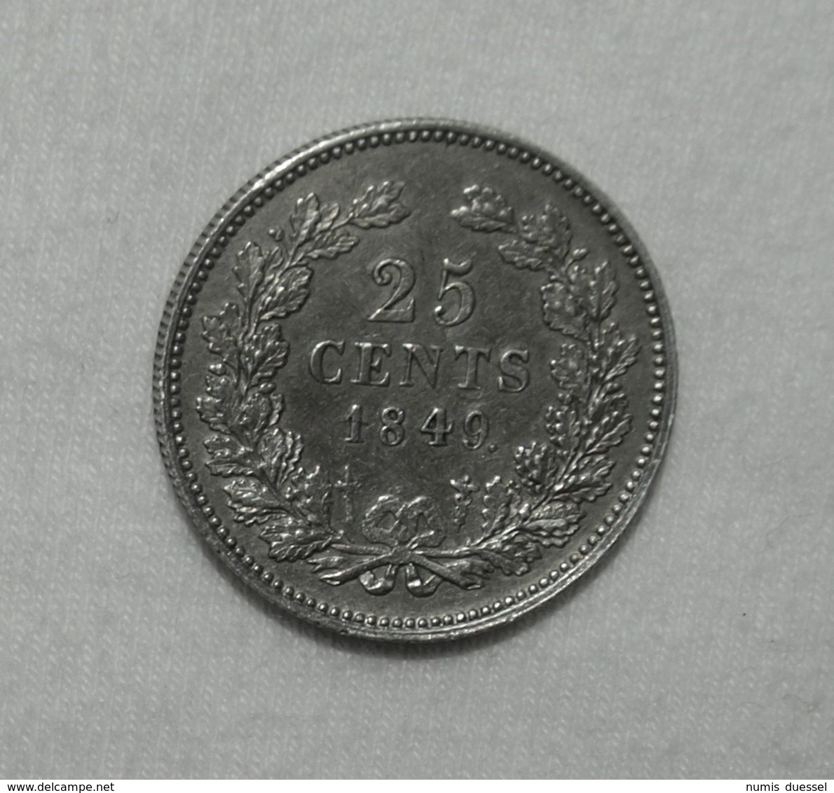 Silber/Silver Niederlande/Netherlands Willem II, 1849, 25 Cents Vz/xf - 1840-1849: Willem II.