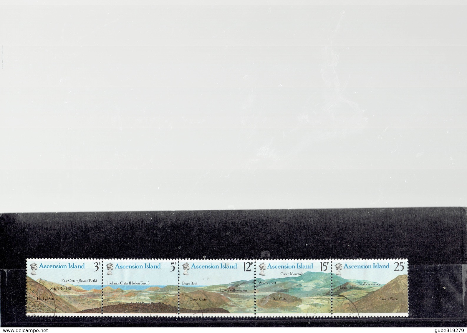 ASCENSION ISLAND 1978 - USED VOLCANOES PANORAMIC STRIP OF 5 STAMPS OF 3-5-12-15-25 P  SCOTT NR. 230/234 B PERFECT​BK BL - Ascension (Ile De L')