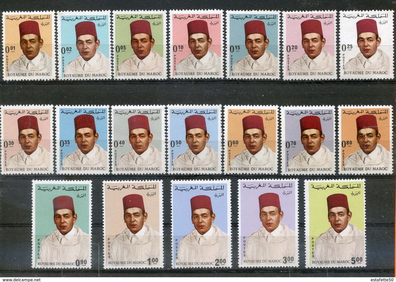 Maroc;1968 ;série Courante Hassan II;TP  N°534 à 552; NEUFS**,MNH;Morocco;Marruecos - Morocco (1956-...)