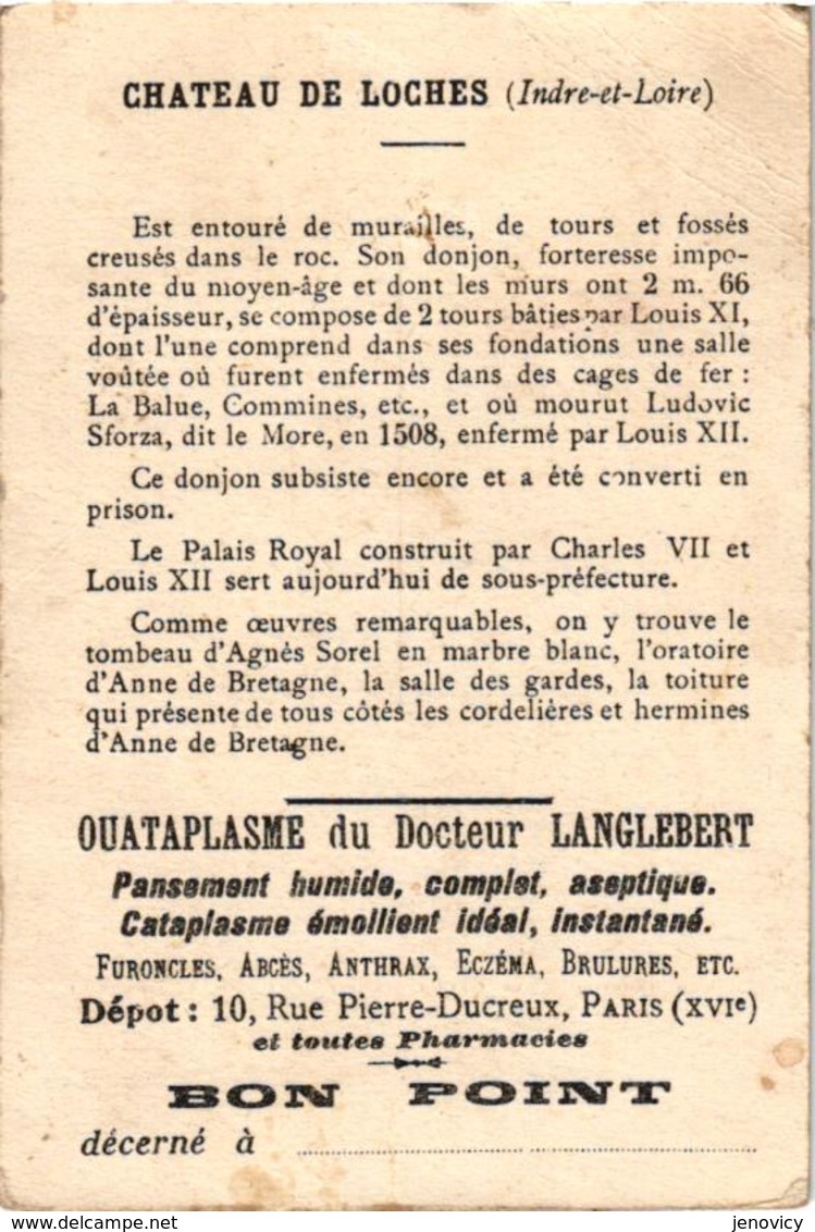 BON POINT CHATEAU DE LOCHES LOUIS XII FAIT ENFERMER LUDOVIC SFORZA DUC DE MILAN   REF 59067A - Non Classés