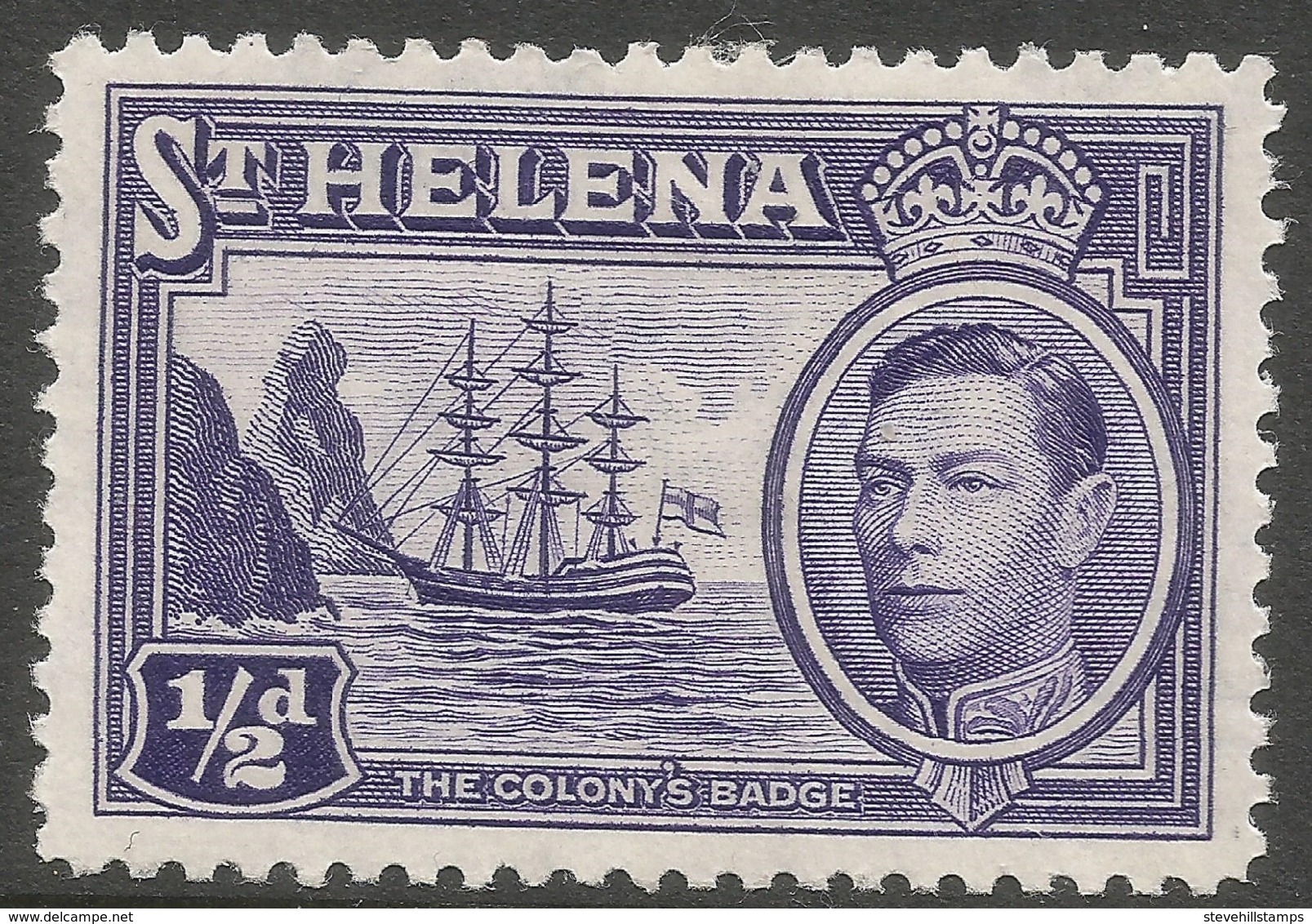 St Helena. 1938-44 KGVI. ½d MH. SG 131 - Saint Helena Island