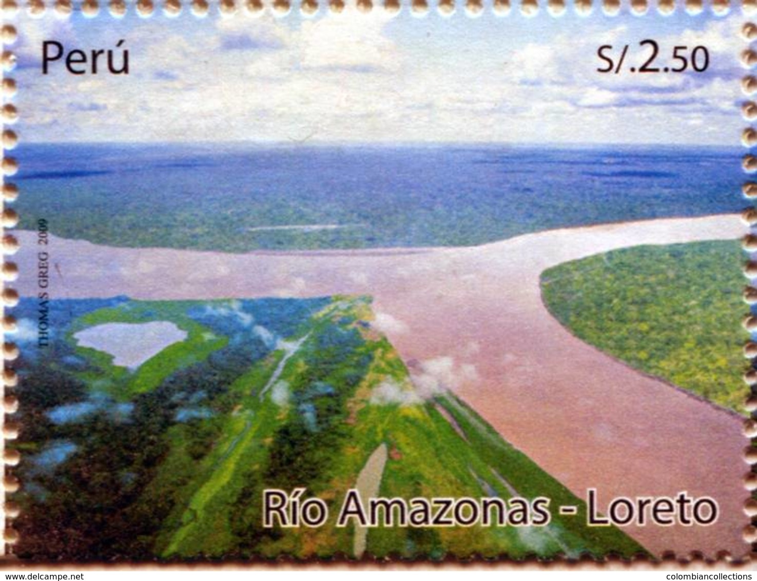 Lote P2009-13, Peru, 2009, Sello, Stamp, Rio Amazonas, Loreto, River, Forest, Tree - Perú