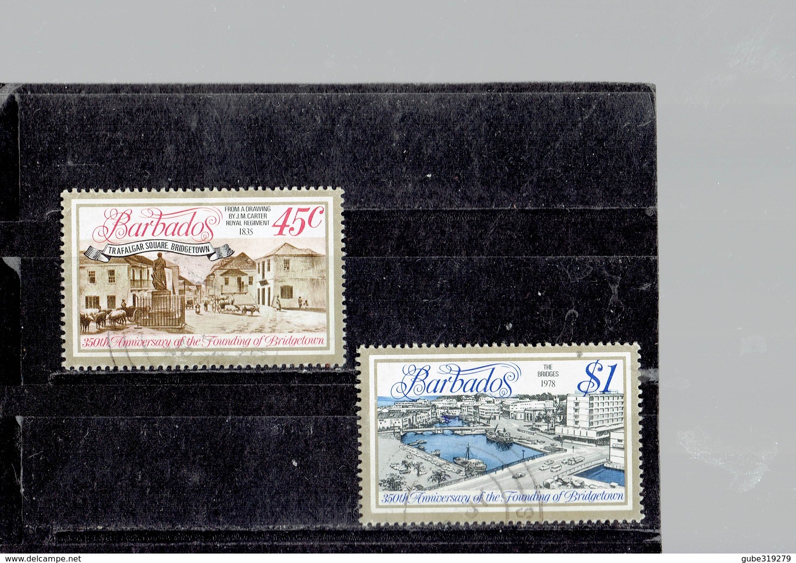 BARBADOS 1978 - USED 350 YEARS OF BRIDGETOWN 2 STAMPS OF 45 C-1$   SCOTT NR. 472-473 PERFECT BK BL COM - Barbades (1966-...)