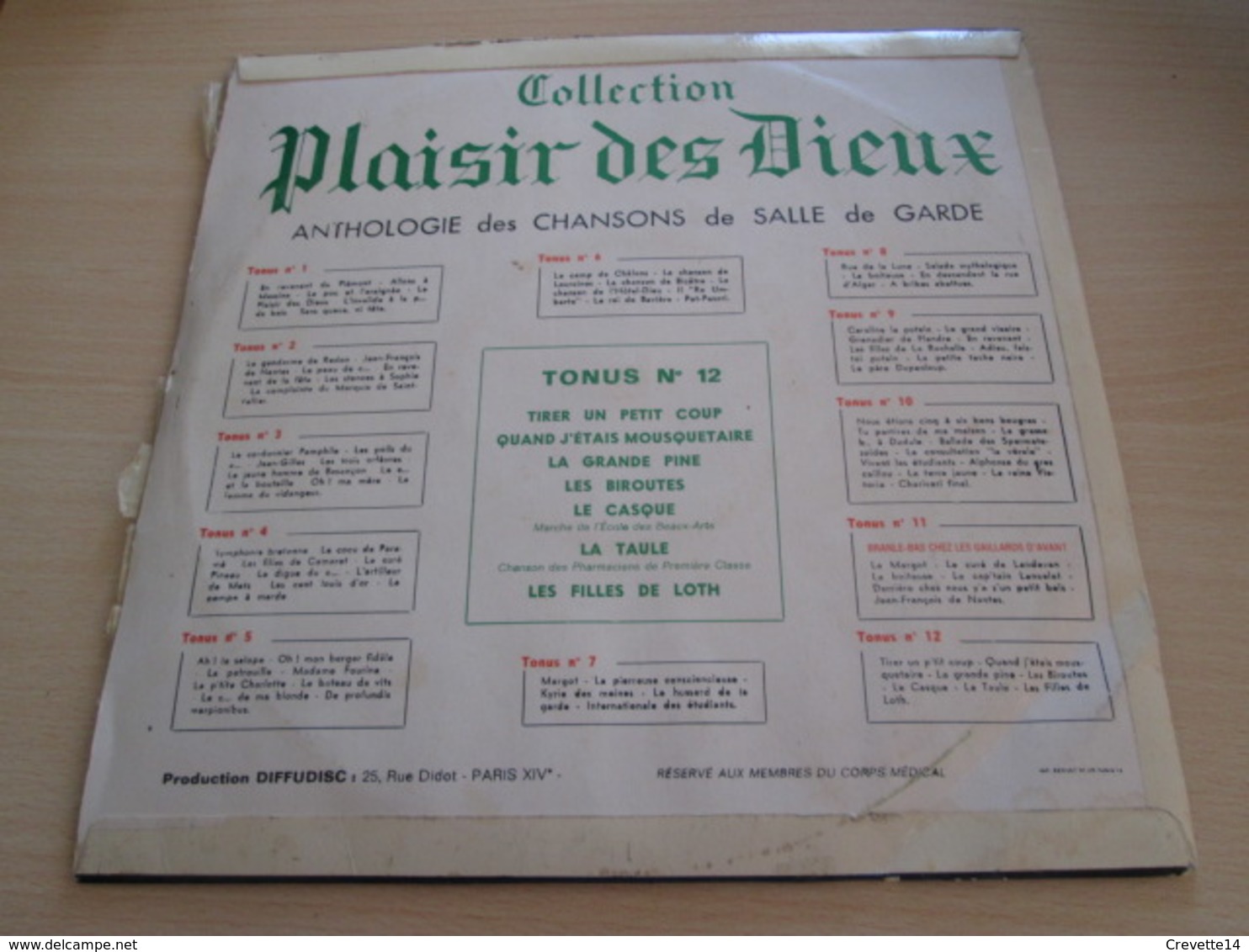 33T 25 Cm PLAISIR DES DIEUX TONUS N°12 Chansons à Boire / De Salles De Garde . Tirage Limité Pour Médecins - Formats Spéciaux