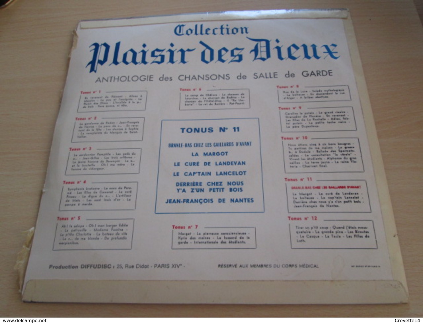 33T 25 Cm PLAISIR DES DIEUX TONUS N°11 Chansons à Boire / De Salles De Garde . Tirage Limité Pour Médecins - Formats Spéciaux