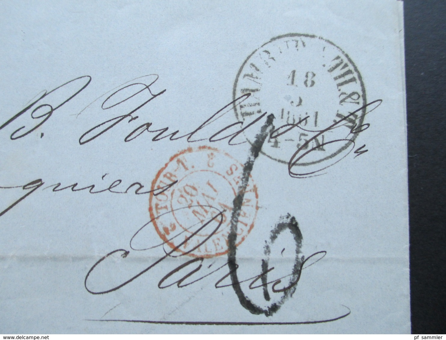 HH - Paris 1861 Einkreisstempel Des Fürstl Thurn Und Taxis Ober-Postamt 3 Stempel. Mit Inhalt - Hamburg