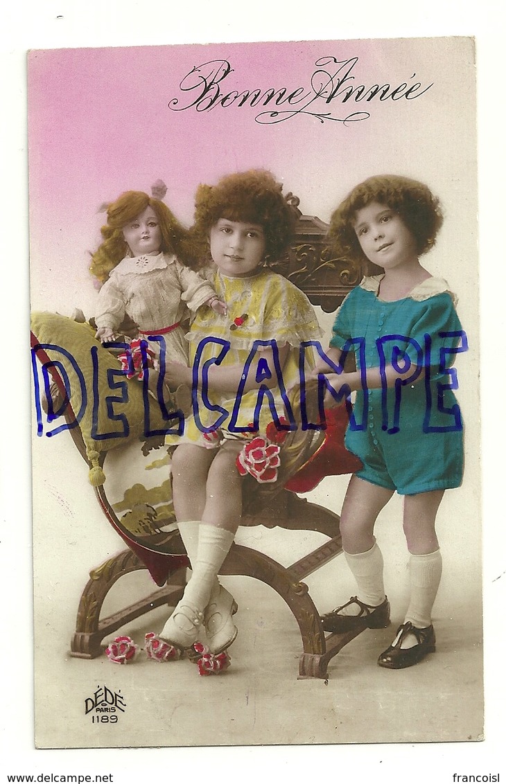 Bonne Année. Photographie. Deux Petites Filles Et Poupée. 1926.DEDE Paris 1189 - Nouvel An