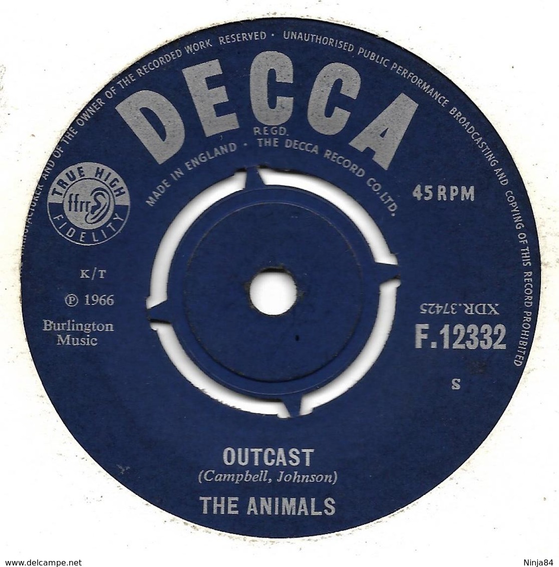 SP 45 RPM (7")   The Animals   "  Inside-looking Out  "  Angleterre - Rock