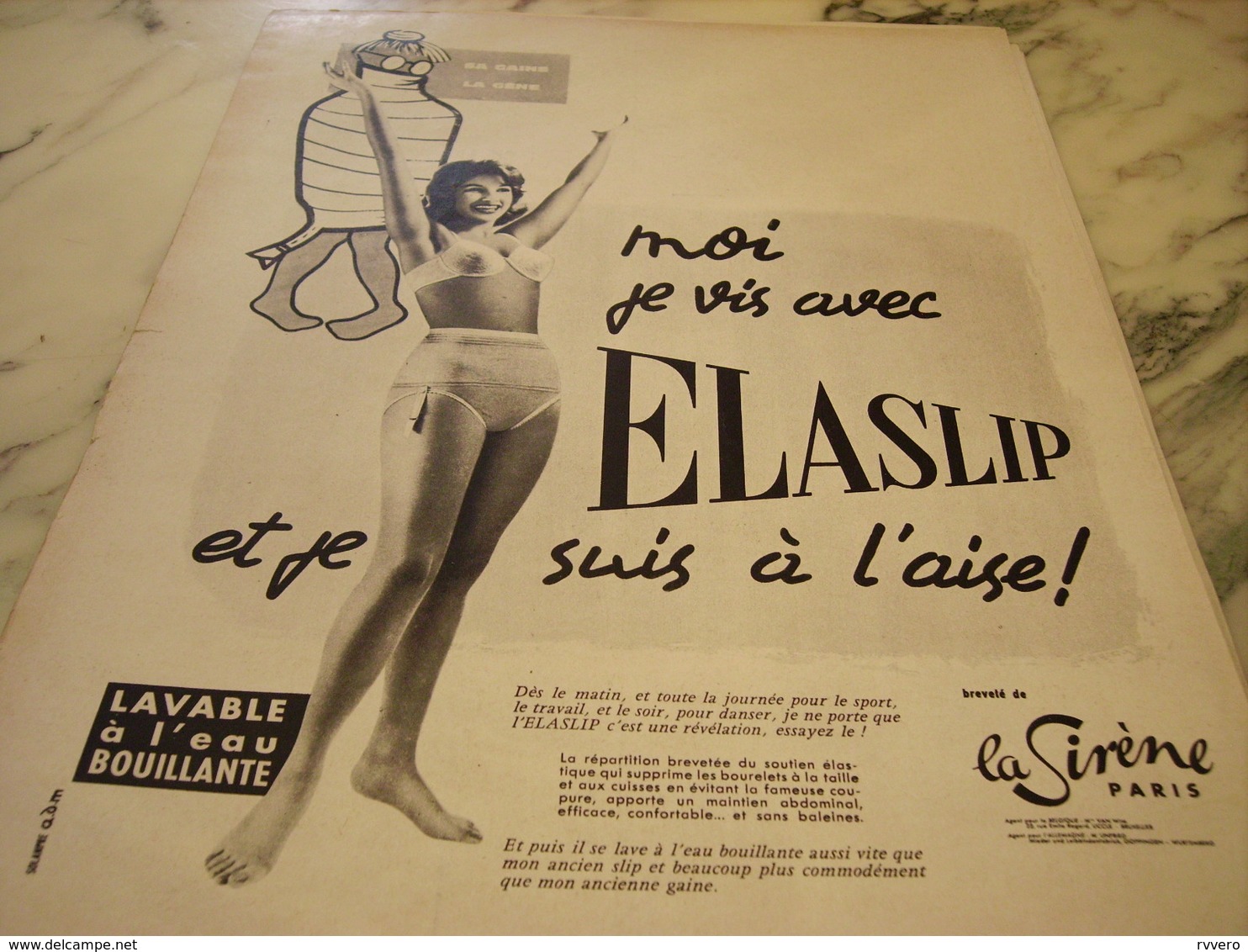 ANCIENNE PUBLICITE MOI JE VIS AVEC ELASLIP DE LA SIRENE DE PARIS 1960 - Publicités