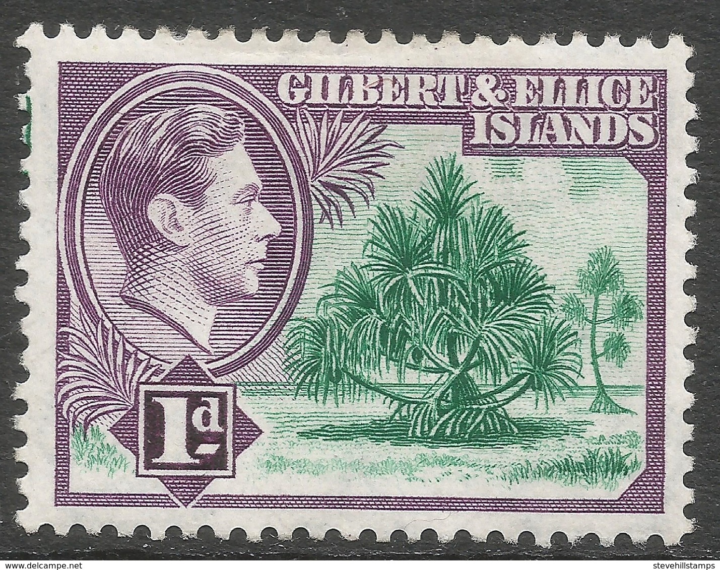 Gilbert And Ellis Islands. 1939-55 KGVI. 1d MH. SG 44 - Gilbert & Ellice Islands (...-1979)