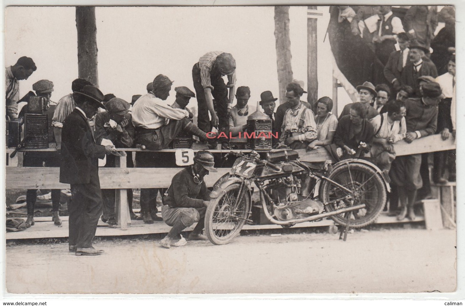 MOTO MOTORCYCLE RACE - GRAN PREMIO D'ITALIA 1927? BENZINA LAMPO - FOTOCARTOLINA ORIGINALE - Autres & Non Classés