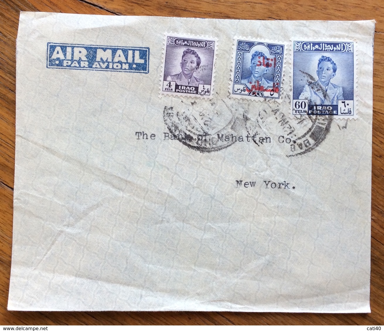 IRAQ  ENVELOPE  COVER PAR AVION FROM BAGHDAD TO NEW YORK  U.S.A.  1950 - Iraq