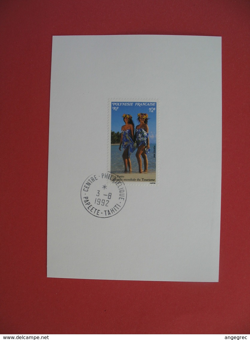 Timbre Polynésie Française N° 367 RF 12FJournée Mondiale Du Tourisme Centre Philatélique Papeete-Tahiti Du 3/8/1992 - Used Stamps