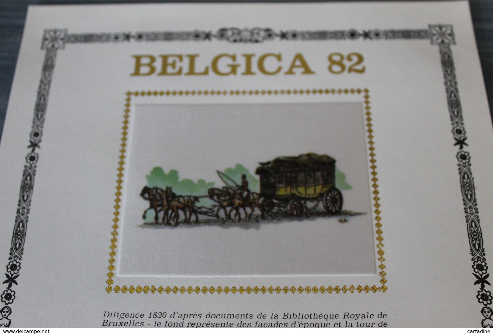 BELGICA 82 - Feuillet Or Sur SOIE/ Op Zijde - Format 16cmx24cm - Timbre 2077 - Diligence - Cheval - 1981-1990