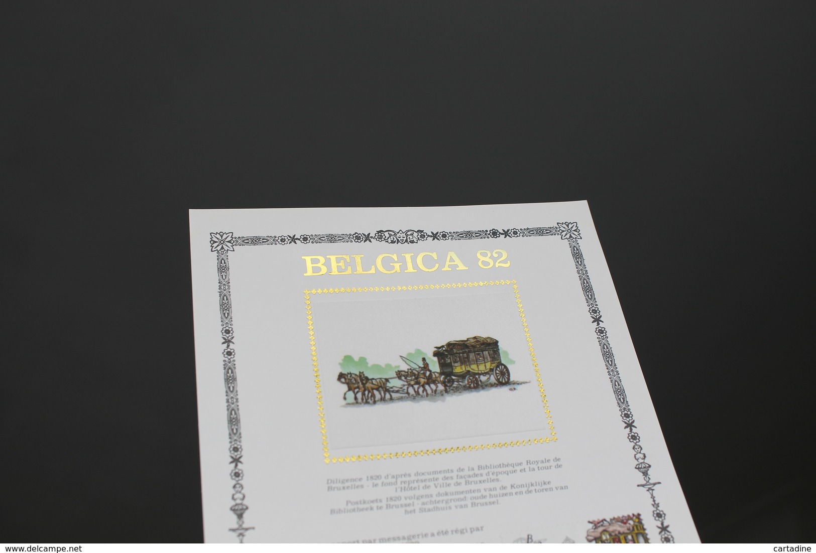 BELGICA 82 - Feuillet Or Sur SOIE/ Op Zijde - Format 16cmx24cm - Timbre 2077 - Diligence - Cheval - 1981-1990