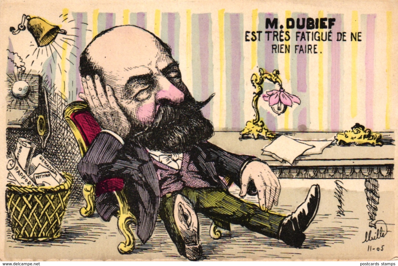 M. Dubief, Est Rest  Fatigue De Ne Rien Faire, Sign. Mille - Satirical