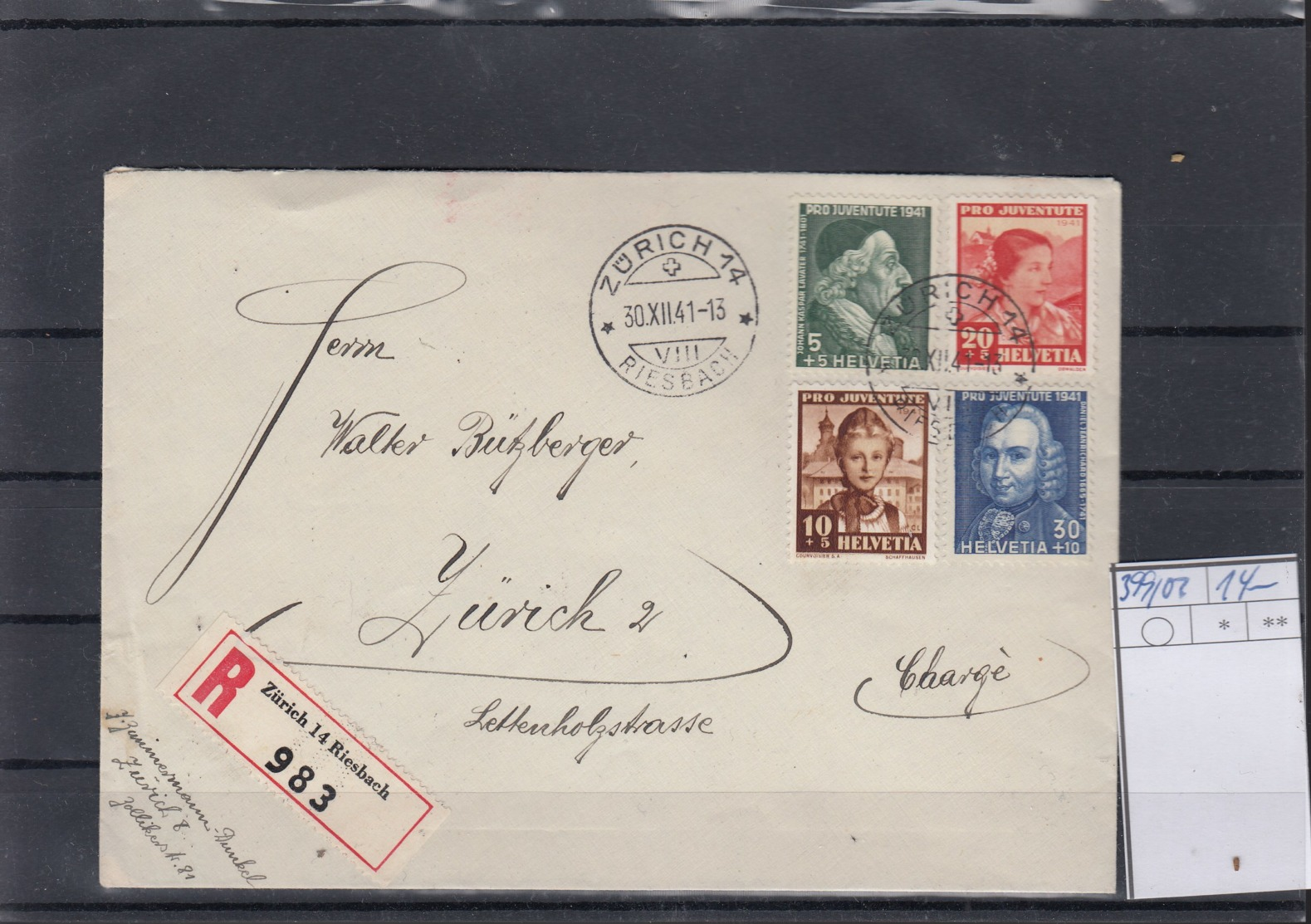 Schweiz Michel Cat.No. Used 399/402 Cover Reco - Briefe U. Dokumente