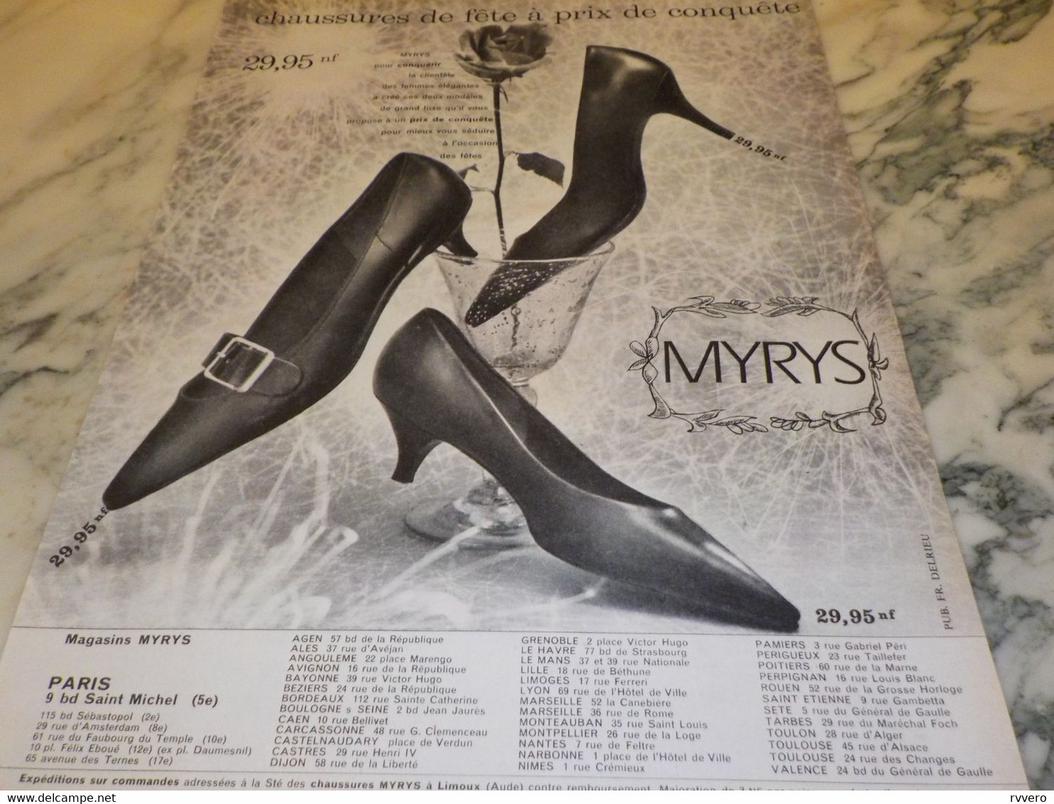 ANCIENNE PUBLICITE CHAUSSURE DE FETE  MYRYS  1960 - Autres & Non Classés