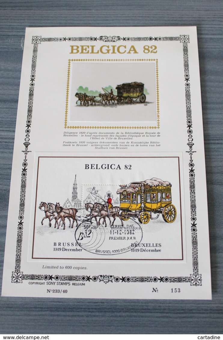 BELGICA 82 - Feuillet Or Sur SOIE/ Op Zijde - Format 16cmx24cm - BL 59 - Diligence - Cheval - 1981-1990