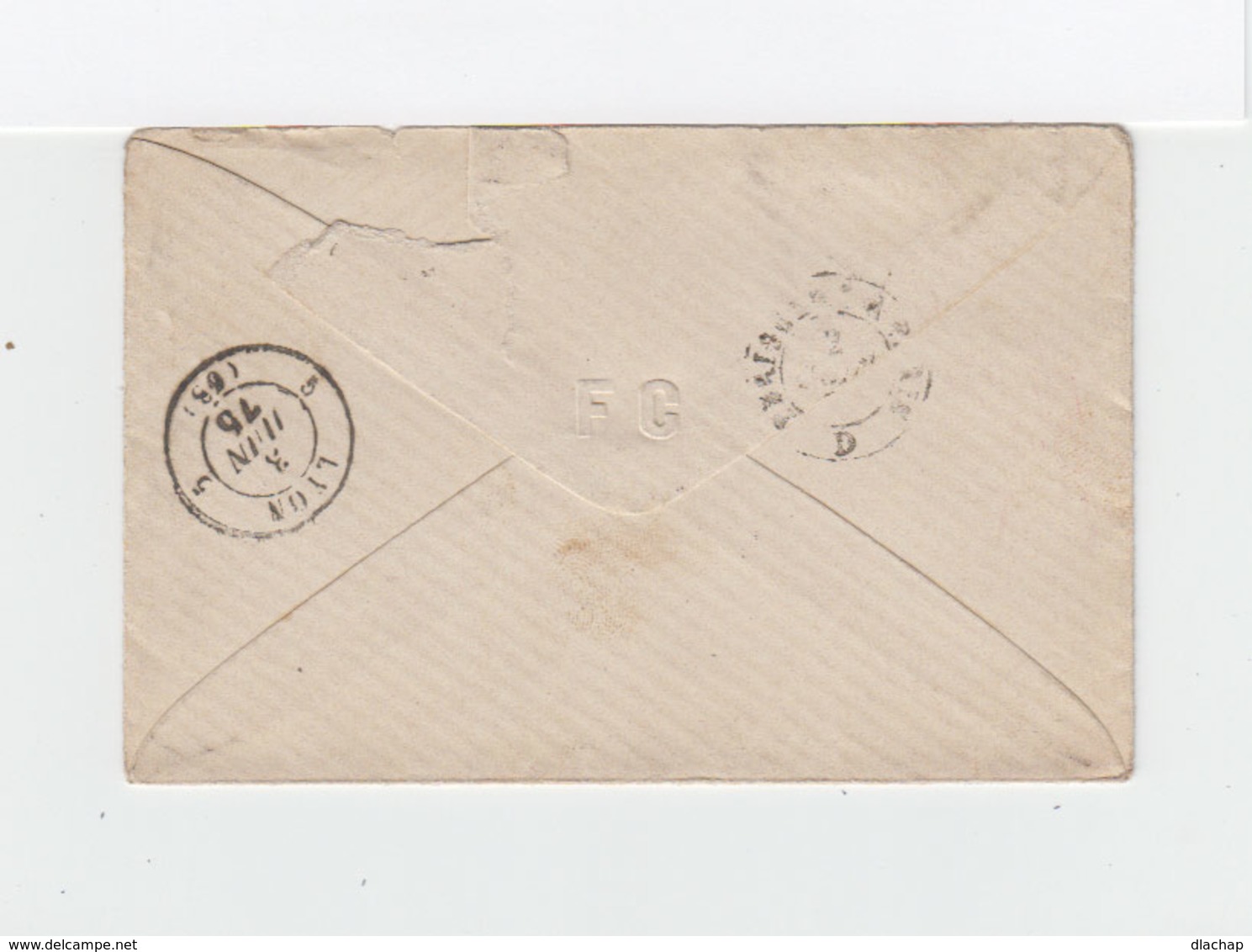Sur Enveloppe Type Céres 25 C. Bleu Oblitéré Losange Drands Chiffres CAD Montmorillon 1875. CAD Destination Lyon. (1106x - 1849-1876: Période Classique