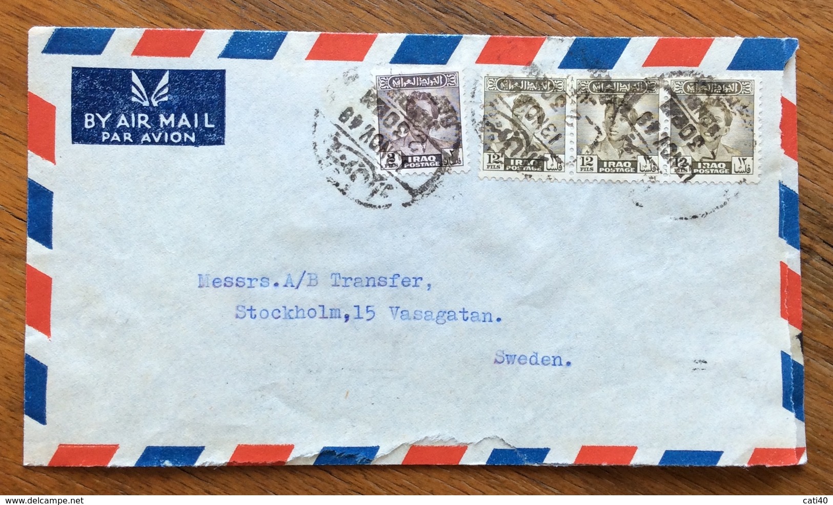 IRAQ  ENVELOPE COVER AIR MAIL   FROM BAGHDAD  TO  VASAGATAN SWEDEN SVEZIA SVERIGE  THE 13/11/48 - Iraq