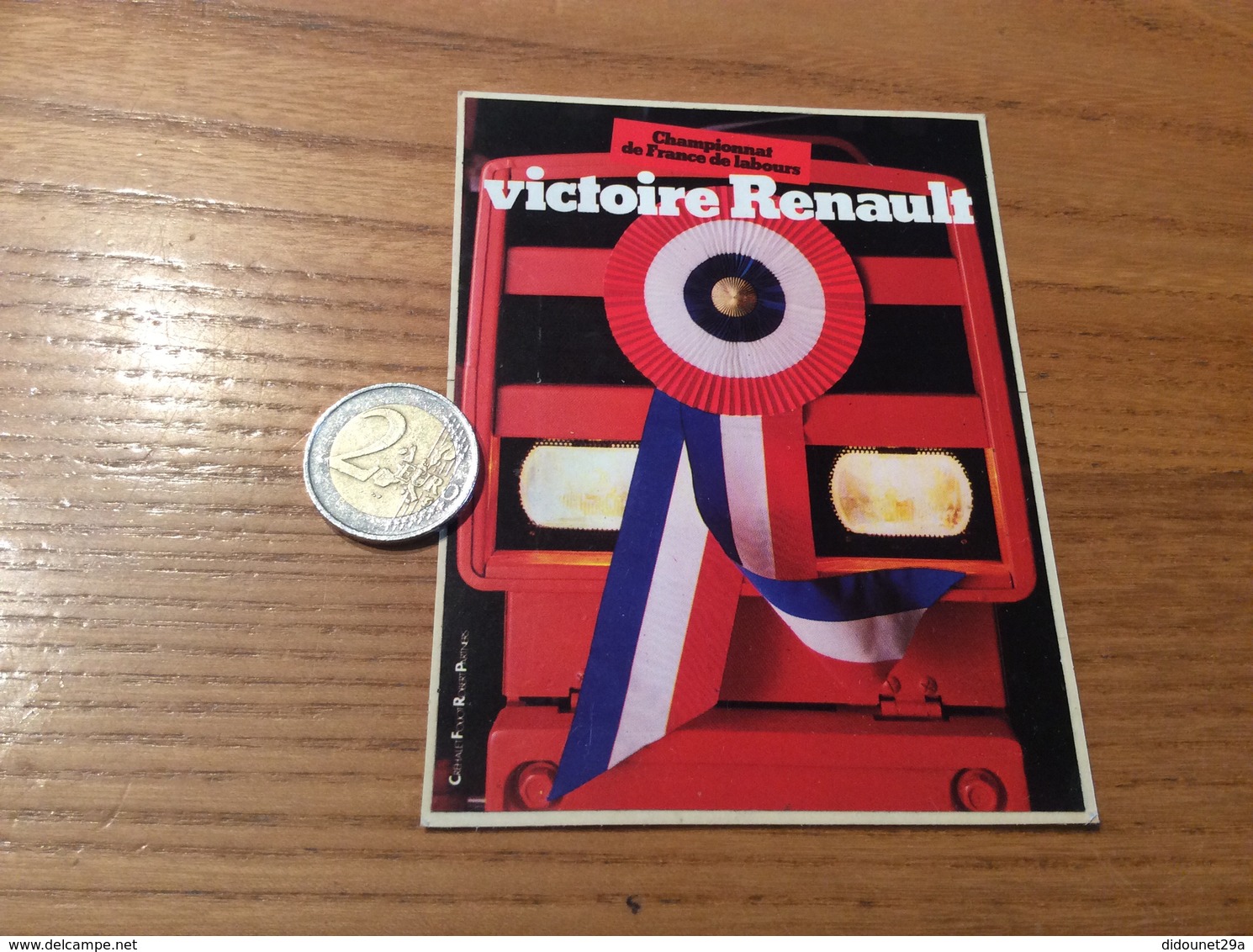 Grand AUTOCOLLANT, Sticker «Championnat De France De Labours - Victoire Renault » (tracteur) - Stickers