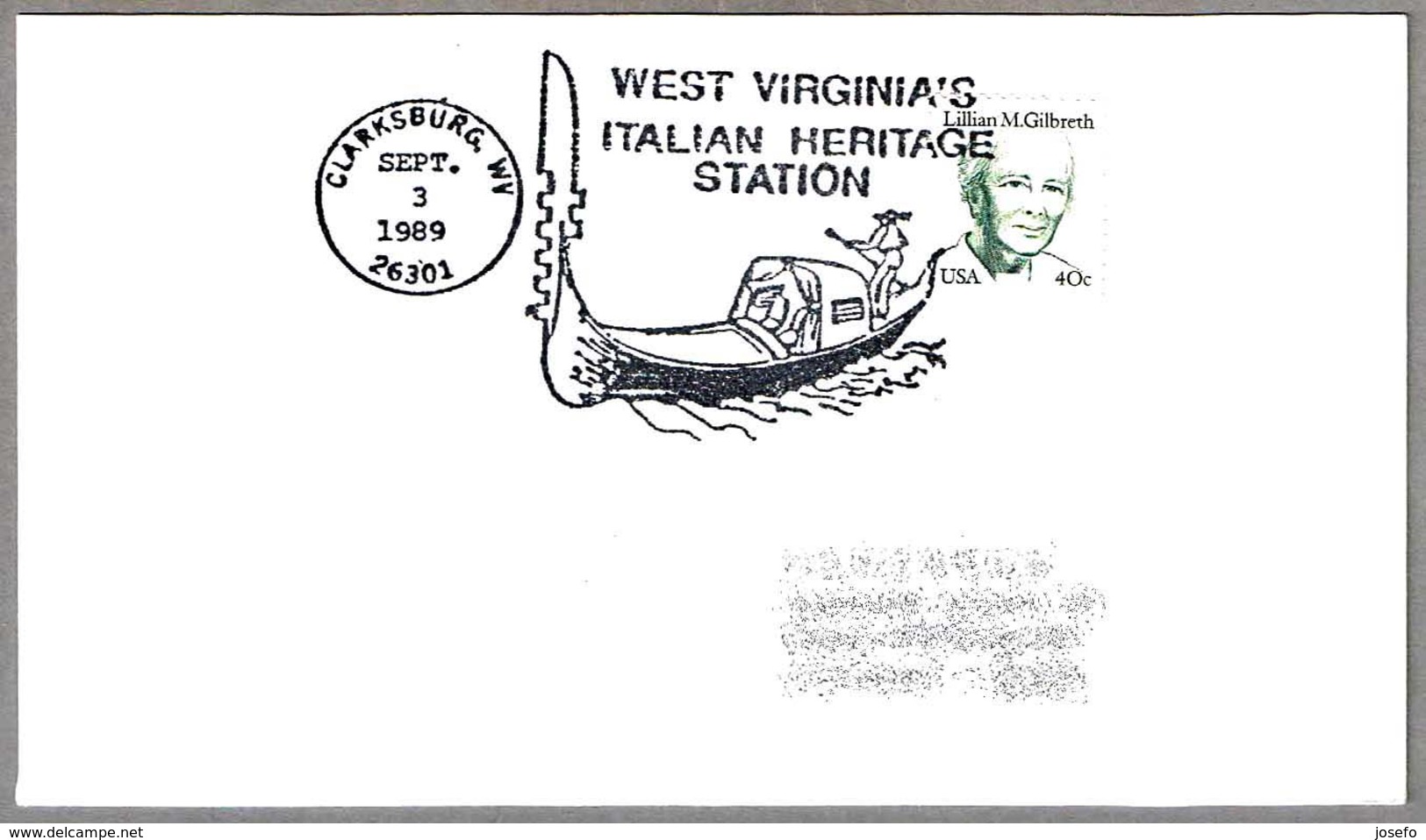 WEST VIRGINIA'S ITALIAN HERITAGE - GONDOLA. Clarksburg WV 1989 - Bateaux