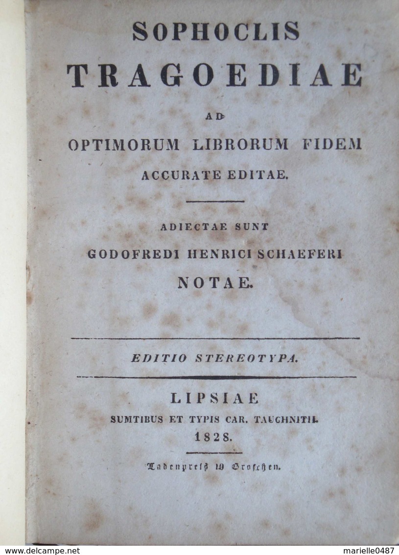 Sophocle -  Leipzig 1828 - Livres Anciens