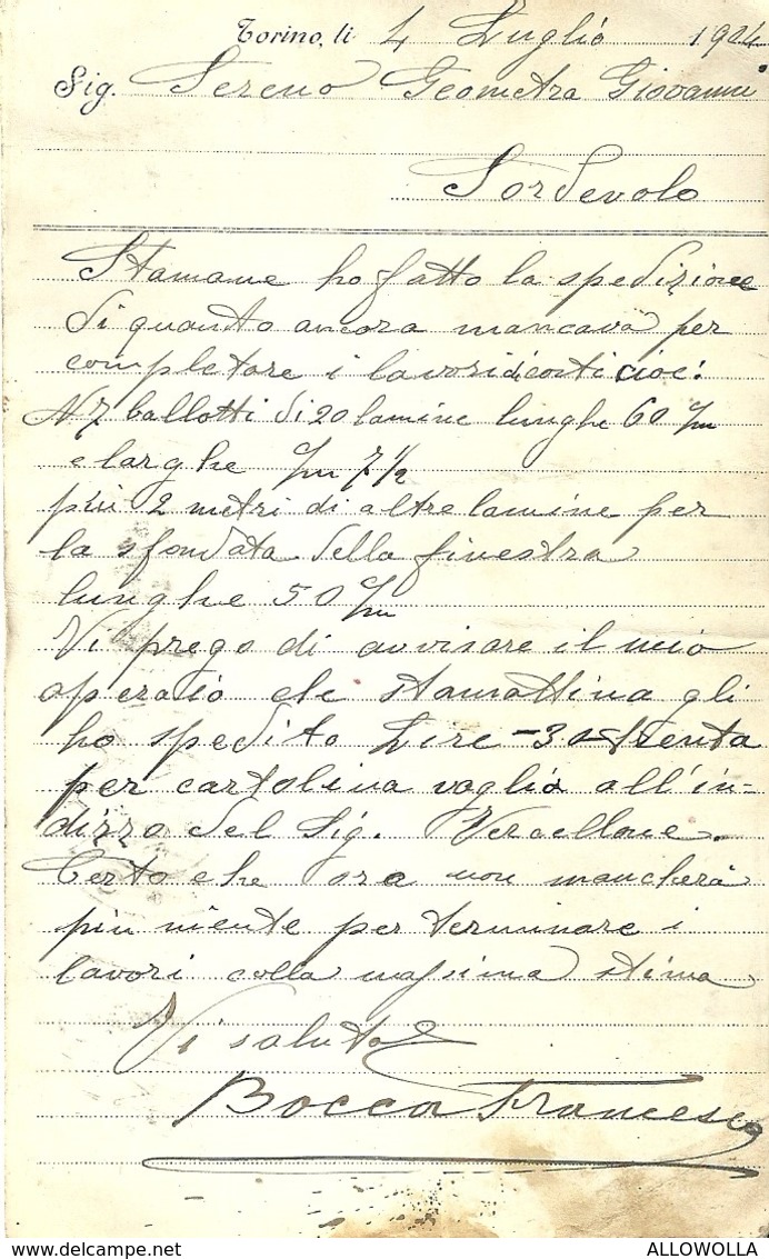 2718 "BOCCA FRANCESCO-TORINO-PREMIATO STABILIMENTO DI COSTRUZIONI IN LEGNO " CARTOLINA POSTALE ORIGINALE SPED. - Autres & Non Classés