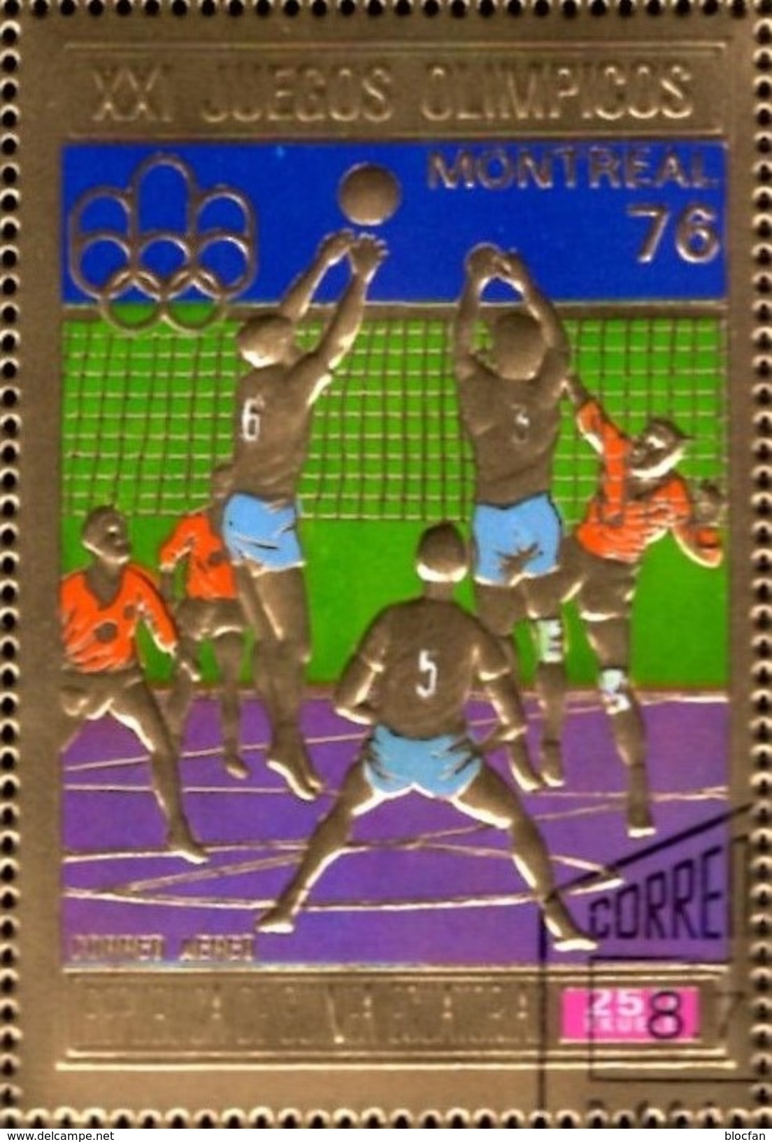 Olympiade Montreal 1976 Volleyball Äquatorial Guinee 875 In Bl.227 O 4€ Goldfolie Hb Bloc Sport Sheet Bf Ecu.Guinea - Summer 1976: Montreal