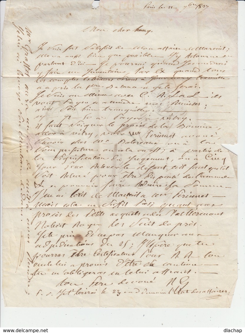Sur Lettre AC CAD Paris Bureau B. Taxe Manuscrite. Cachet Destination St Dizier. (1111x) - 1801-1848: Précurseurs XIX