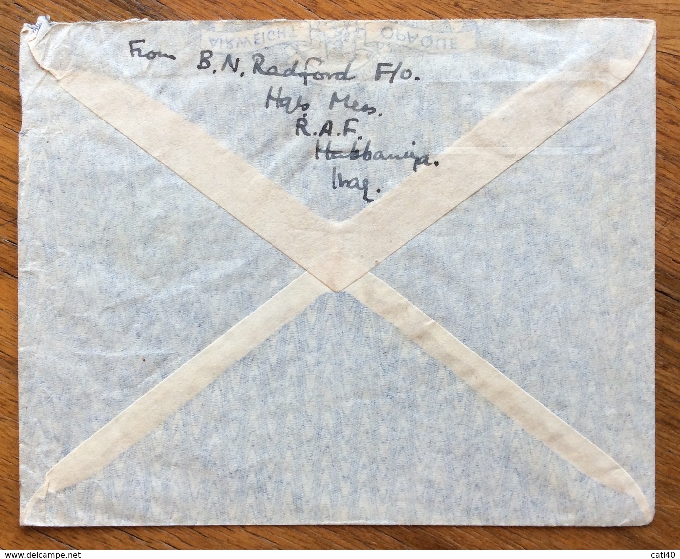 IRAQ  ENVELOPE COVER PAR AVION   FROM RAF HABBANIYA  TO LONDON   THE  29/8/38 PASSED BY  RAF CENSOR N. 287 - Iraq