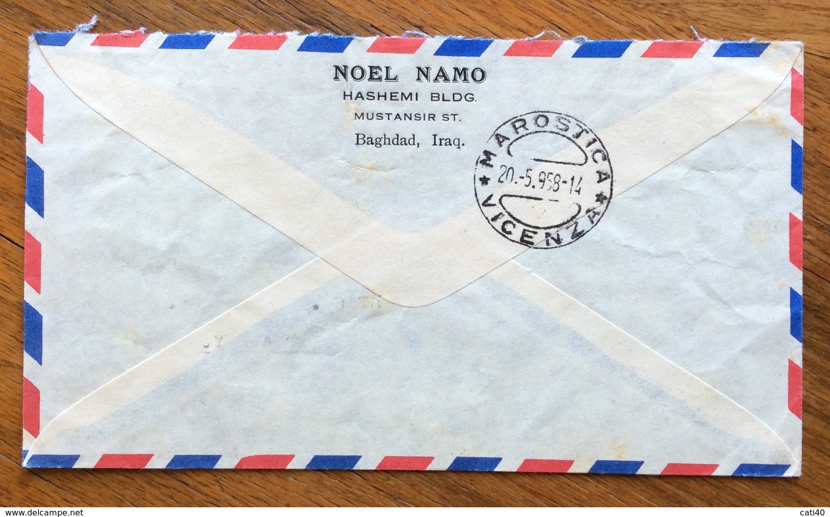 IRAQ  ENVELOPE COVER PAR AVION   FROM BAGHDAD TO MAROSTICA VICENZA ITALY   20/5/58 - Iraq