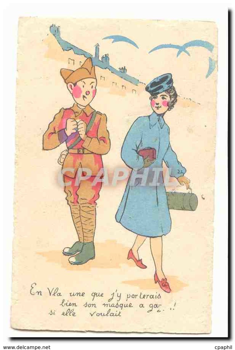 CPA En Vla Une Que J&#39y Porterais Bien Son Masque A Gaz (militaria Humour Femme Mode) - Humoristiques