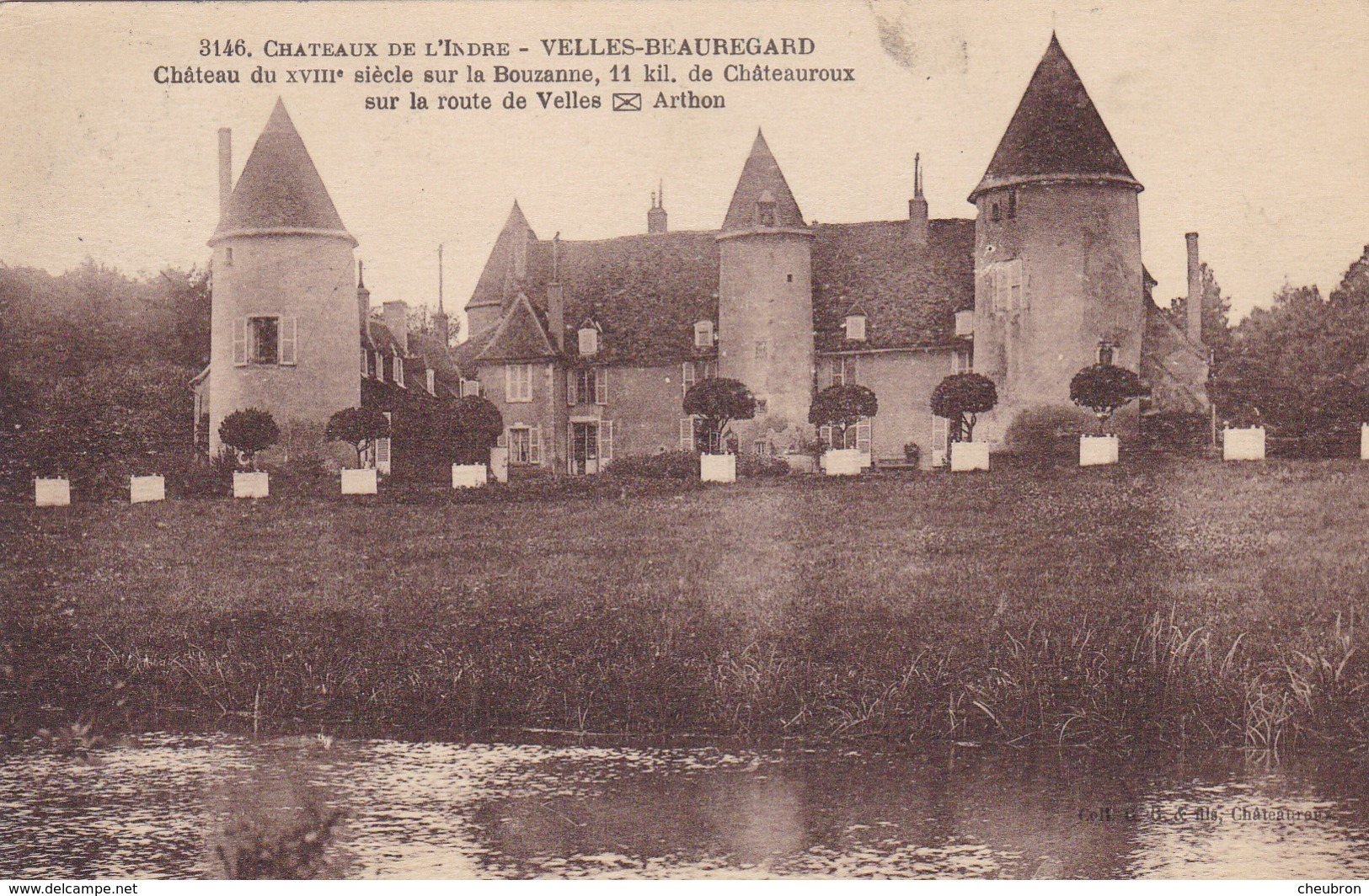 36. VELLES BEAUREGARD.  CPA. LE CHATEAU SUR LA BOUZANNE. ANNEE 1923 - Autres & Non Classés