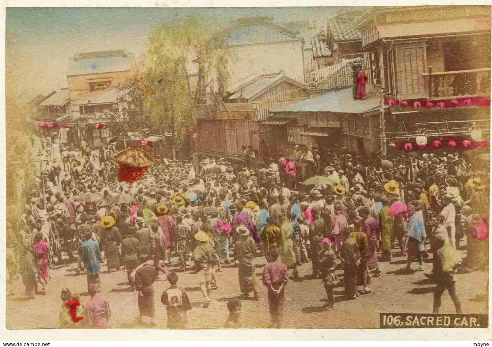 22 -  2 Photos Du Japon 19e - FETE 1) PROCESSION DE BOUDHA  2) CHIUZENJI LAKE   Papier Albuminé Et Aquarellé - Anciennes (Av. 1900)