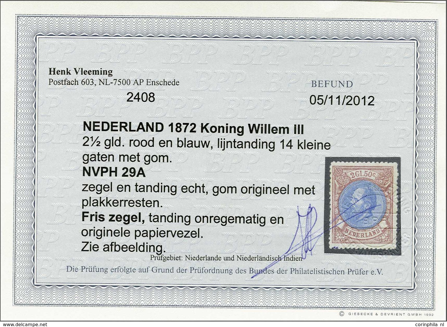 NL 1872 King William III - Other & Unclassified