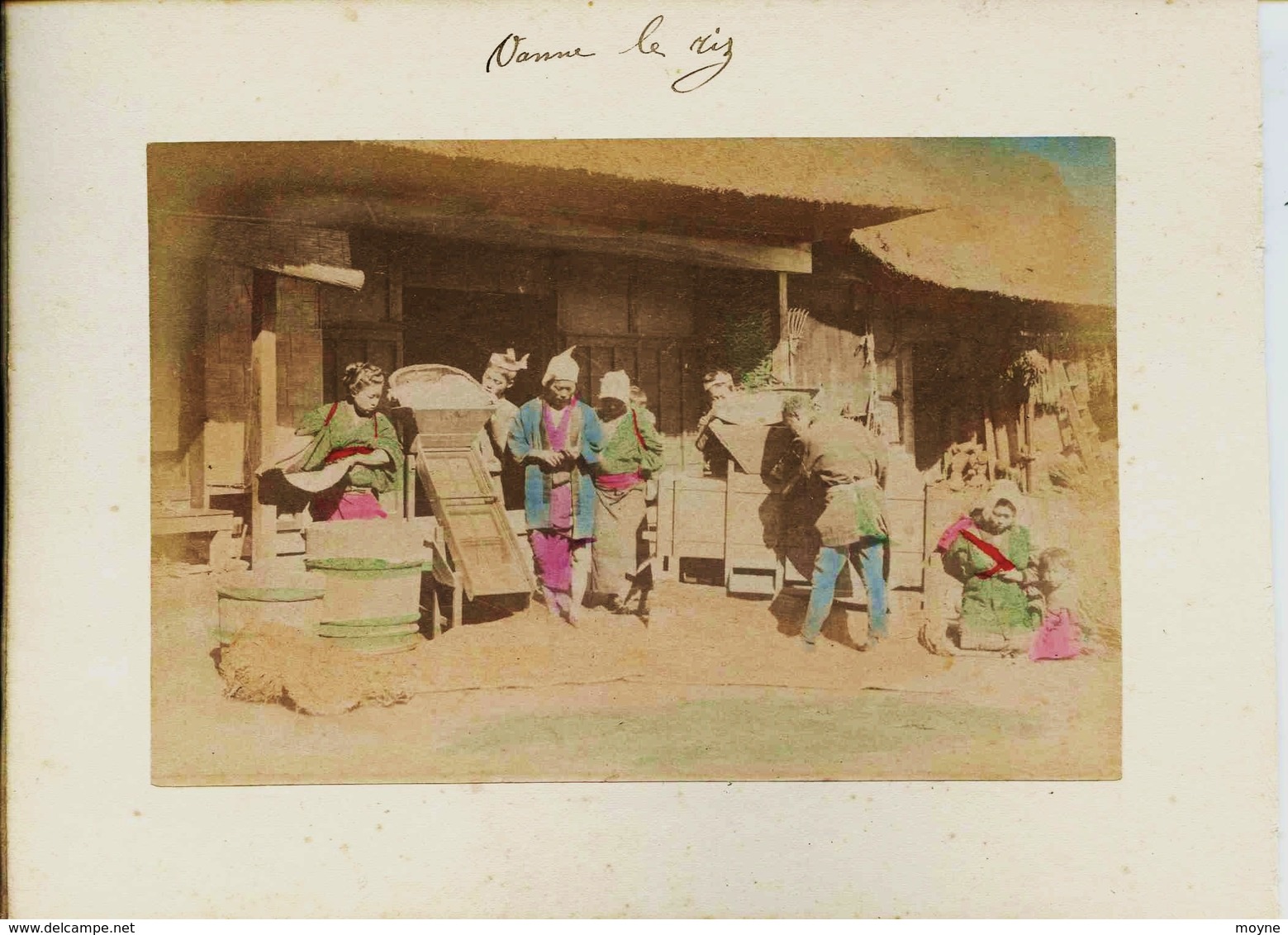 24 -  2 Photos Du Japon 19e - METIER  1) VANNAGE DU RIZ  2)  IMAICHI  NIKKO - Sur Papier Albuminé Et Aquarellé - - Anciennes (Av. 1900)